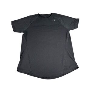 Gymshark Black Workout Shirt Medium Logo Back Athletic Weightlifting